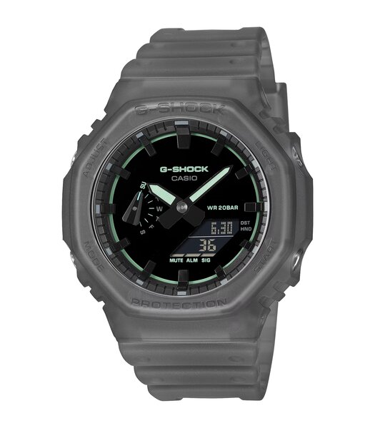Horloge CASIO G-SHOCK Heren GA-2100K-1AER Analoog-digitaal Behuizing MINERAAL Zwart Bracelette Hars Zwart Etanchéiteiten 20BAR