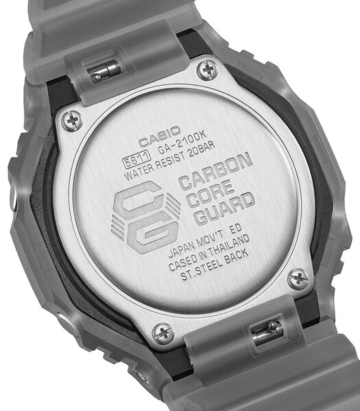 Horloge CASIO G-SHOCK Heren GA-2100K-1AER Analoog-digitaal Behuizing MINERAAL Zwart Bracelette Hars Zwart Etanchéiteiten 20BAR