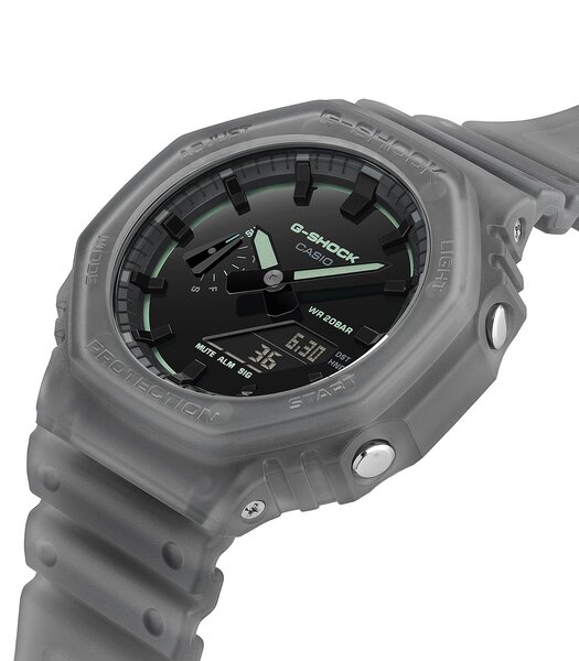 Horloge CASIO G-SHOCK Heren GA-2100K-1AER Analoog-digitaal Behuizing MINERAAL Zwart Bracelette Hars Zwart Etanchéiteiten 20BAR
