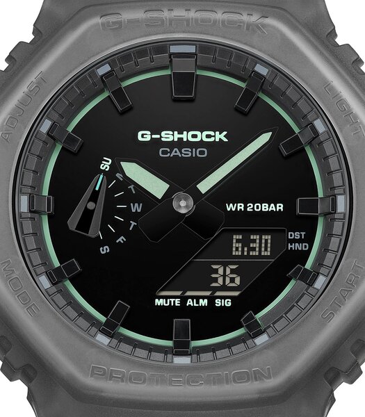 Horloge CASIO G-SHOCK Heren GA-2100K-1AER Analoog-digitaal Behuizing MINERAAL Zwart Bracelette Hars Zwart Etanchéiteiten 20BAR