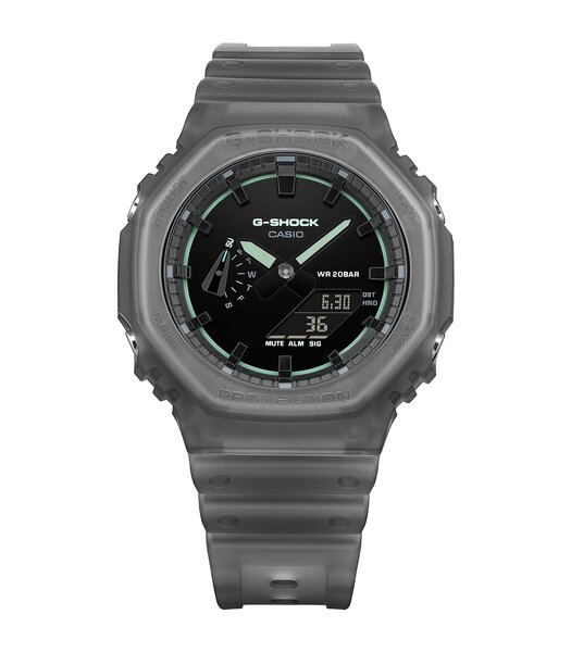 Horloge CASIO G-SHOCK Heren GA-2100K-1AER Analoog-digitaal Behuizing MINERAAL Zwart Bracelette Hars Zwart Etanchéiteiten 20BAR