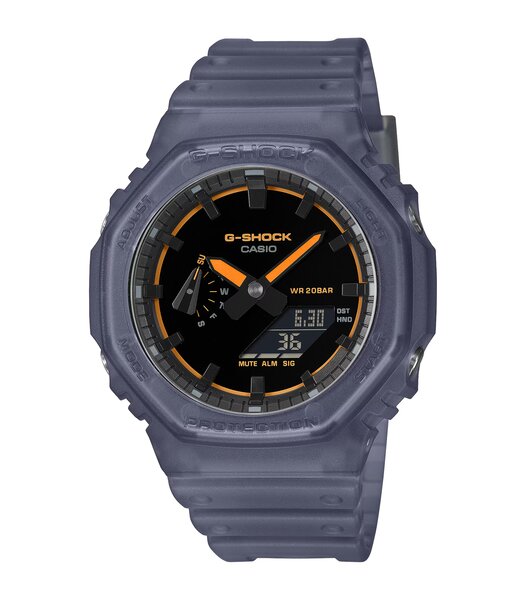 Horloge CASIO G-SHOCK Heren GA-2100K-2AER Analoog-digitaal Behuizing MINERAAL Zwart Bracelette Hars Blauw Etanchéiteiten 20BAR