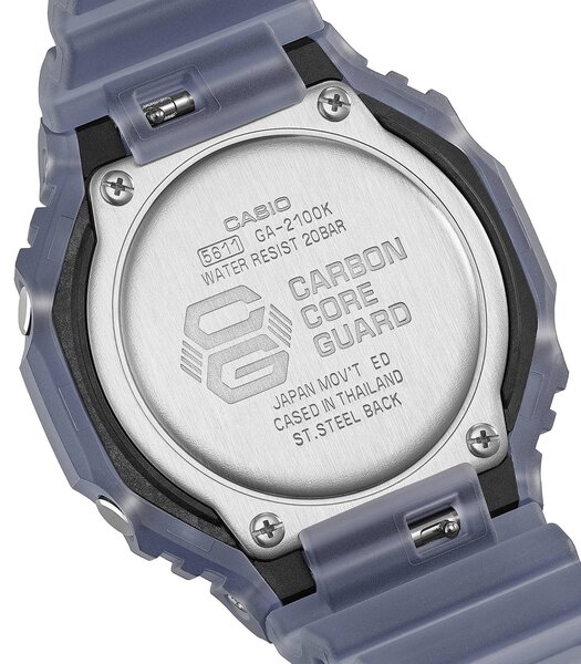 Horloge CASIO G-SHOCK Heren GA-2100K-2AER Analoog-digitaal Behuizing MINERAAL Zwart Bracelette Hars Blauw Etanchéiteiten 20BAR