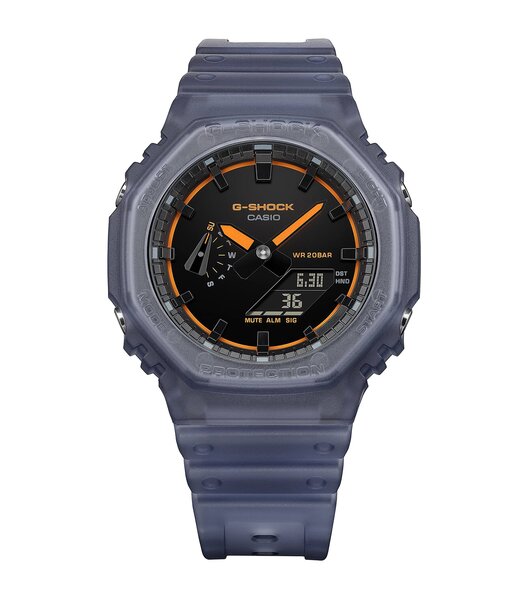 Horloge CASIO G-SHOCK Heren GA-2100K-2AER Analoog-digitaal Behuizing MINERAAL Zwart Bracelette Hars Blauw Etanchéiteiten 20BAR