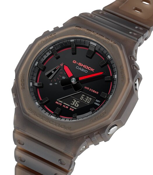 Horloge CASIO G-SHOCK Heren GA-2100K-5AER Analoog-digitaal Behuizing MINERAAL Zwart Bracelette Hars Bruin Etanchéiteiten 20BAR