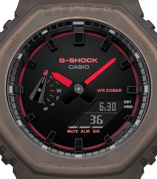 Horloge CASIO G-SHOCK Heren GA-2100K-5AER Analoog-digitaal Behuizing MINERAAL Zwart Bracelette Hars Bruin Etanchéiteiten 20BAR