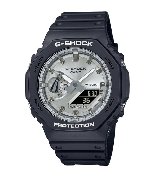 Horloge CASIO G-SHOCK Heren GA-2100SB-1AER Analoog-digitaal Behuizing MINERAAL Zwart Bracelette Hars Zwart Boucle ardillon Etanchéiteiten 20BAR