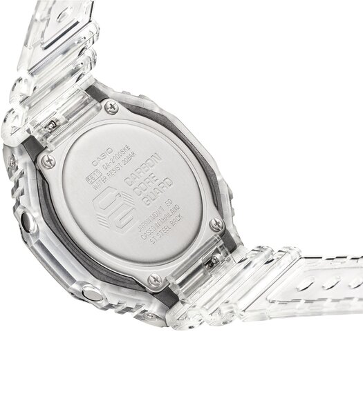 Horloge CASIO G-SHOCK Heren GA-2100SKE-7AER Analoog-digitaal Behuizing MINERAAL Zwart Bracelette HARS Transparant Boucle ardillon Etanchéiteiten 20BAR