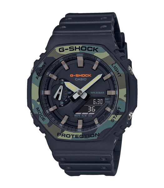 Montre CASIO G-SHOCK Homme GA-2100SU-1AER Digital + analogique Cadran Minéral Noir Bracelet Résine Noir Boucle ardillon Etanchéité 20 BAR