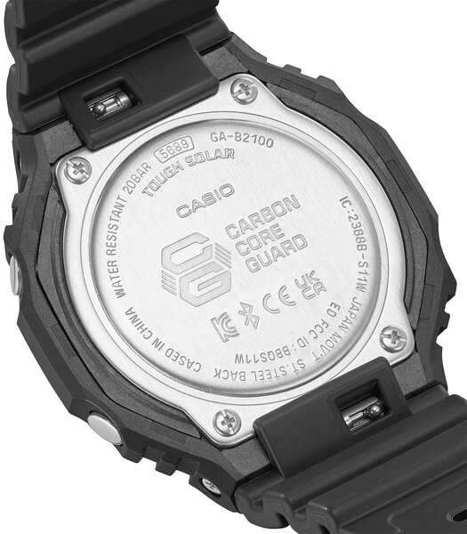 Horloge CASIO G-SHOCK Heren GA-B2100-1A1ER Analoog-digitaal Behuizing MINERAAL Zwart Bracelette Hars Zwart Boucle ardillon Etanchéiteiten 20BAR