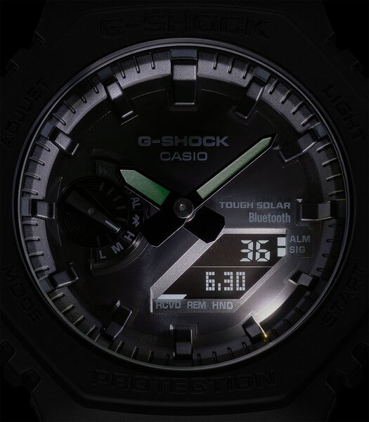 Horloge CASIO G-SHOCK Heren GA-B2100-1A1ER Analoog-digitaal Behuizing MINERAAL Zwart Bracelette Hars Zwart Boucle ardillon Etanchéiteiten 20BAR