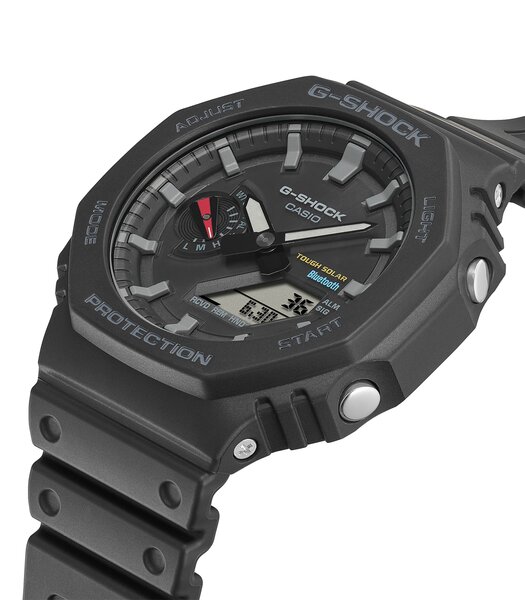 Horloge CASIO G-SHOCK Heren GA-B2100-1AER Digitaal + analoog Behuizing Mineraal Zwart Bracelette Hars Zwart Boucle ardillon Etanchéiteiten 20 BAR