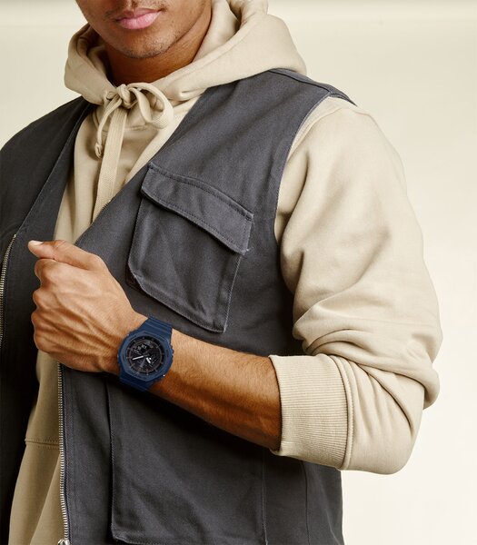 Horloge CASIO G-SHOCK Heren GA-B2100-2AER Analoog-digitaal Behuizing MINERAAL Blauw Bracelette Hars Blauw Boucle ardillon Etanchéiteiten 20BAR