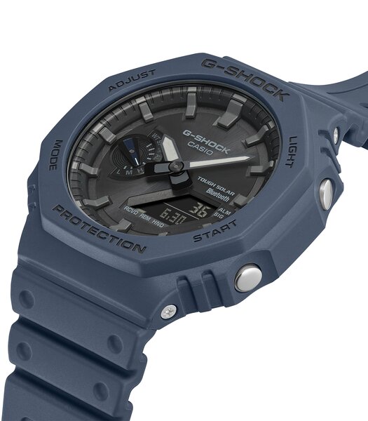 Horloge CASIO G-SHOCK Heren GA-B2100-2AER Analoog-digitaal Behuizing MINERAAL Blauw Bracelette Hars Blauw Boucle ardillon Etanchéiteiten 20BAR