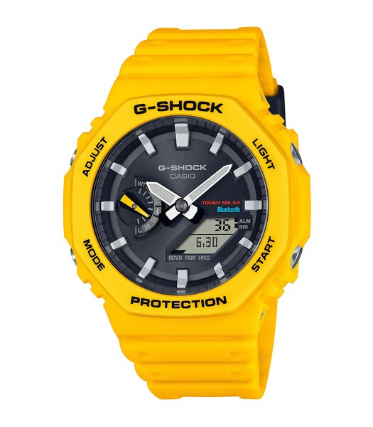 Montre CASIO G-SHOCK Homme GA-B2100C-9AER Digital + analogique Cadran Minéral Noir Bracelet Résine Jaune Boucle ardillon Etanchéité 20 BAR