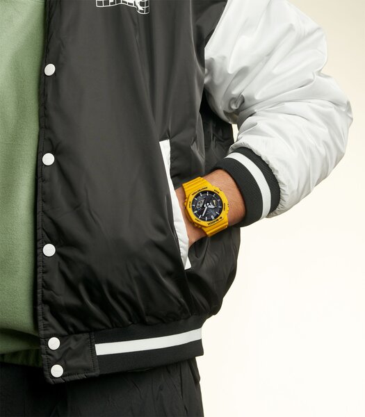 Montre CASIO G-SHOCK Homme GA-B2100C-9AER Digital + analogique Cadran Minéral Noir Bracelet Résine Jaune Boucle ardillon Etanchéité 20 BAR