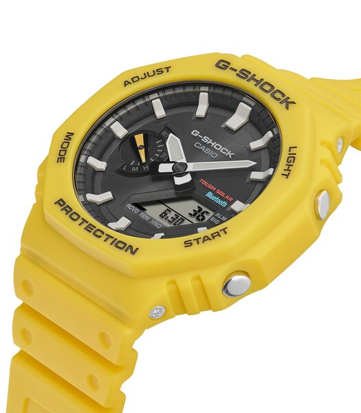 Montre CASIO G-SHOCK Homme GA-B2100C-9AER Digital + analogique Cadran Minéral Noir Bracelet Résine Jaune Boucle ardillon Etanchéité 20 BAR