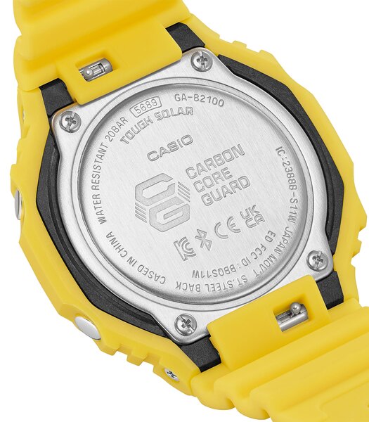 Montre CASIO G-SHOCK Homme GA-B2100C-9AER Digital + analogique Cadran Minéral Noir Bracelet Résine Jaune Boucle ardillon Etanchéité 20 BAR