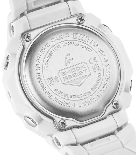 Horloge CASIO G-SHOCK Heren GBA-950-7A2ER Analoog-digitaal Behuizing MINERAAL Blauw Armband Hars Wit Verstelbare sluiting Waterdichtheid 20BAR