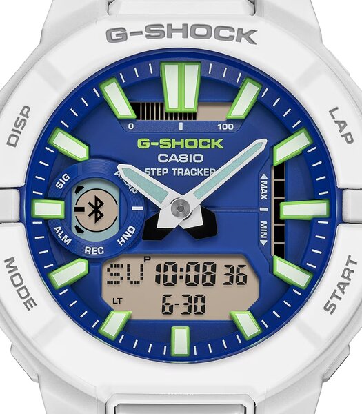 Horloge CASIO G-SHOCK Heren GBA-950-7A2ER Analoog-digitaal Behuizing MINERAAL Blauw Armband Hars Wit Verstelbare sluiting Waterdichtheid 20BAR