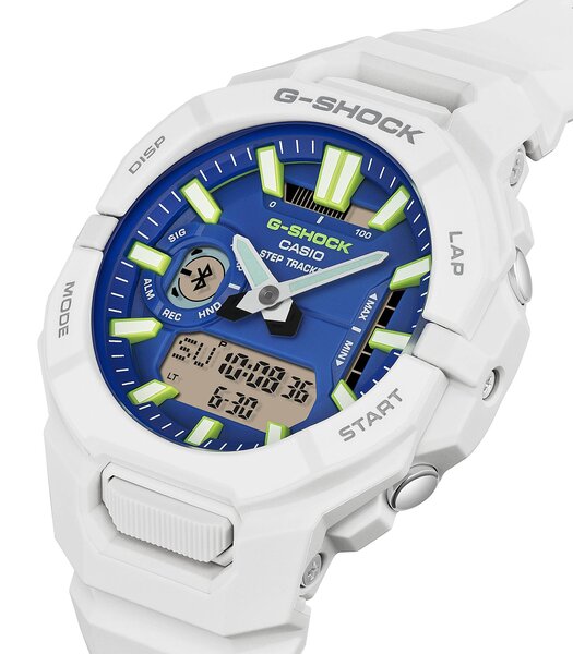 Horloge CASIO G-SHOCK Heren GBA-950-7A2ER Analoog-digitaal Behuizing MINERAAL Blauw Armband Hars Wit Verstelbare sluiting Waterdichtheid 20BAR