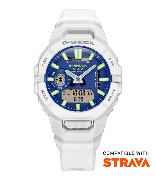 Horloge CASIO G-SHOCK Heren GBA-950-7A2ER Analoog-digitaal Behuizing MINERAAL Blauw Armband Hars Wit Verstelbare sluiting Waterdichtheid 20BAR
