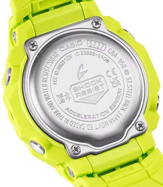 Horloge CASIO G-SHOCK Heren GBA-950-9A3ER Analoog-digitaal Behuizing MINERAAL Blauw Armband Hars Geel Verstelbare sluiting Waterdichtheid 20BAR