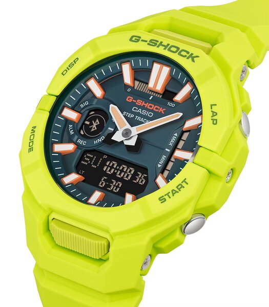 Horloge CASIO G-SHOCK Heren GBA-950-9A3ER Analoog-digitaal Behuizing MINERAAL Blauw Armband Hars Geel Verstelbare sluiting Waterdichtheid 20BAR
