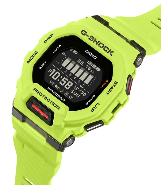 Horloge CASIO G-SHOCK Heren GBD-200-9ER Digitaal Behuizing MINERAAL Zwart Bracelette Hars Geel Boucle ardillon Etanchéiteiten 20BAR