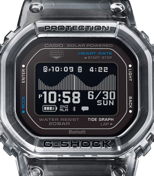 Horloge CASIO G-SHOCK Heren GBX-H5600-1ER Digitaal Behuizing Acryl Zwart Bracelette Gerecyclede hars Zwart Etanchéiteiten 20 ATM
