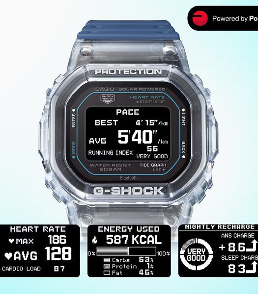 Horloge CASIO G-SHOCK Heren GBX-H5600-2ER Digitaal Behuizing Acryl Zwart Bracelette Gerecyclede hars Blauw Etanchéiteiten 20 ATM