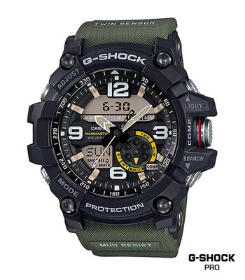 Montre CASIO G-SHOCK Homme GG-1000-1A3ER Digital + analogique Cadran Minéral Noir Bracelet Résine Vert Etanchéité 20 ATM