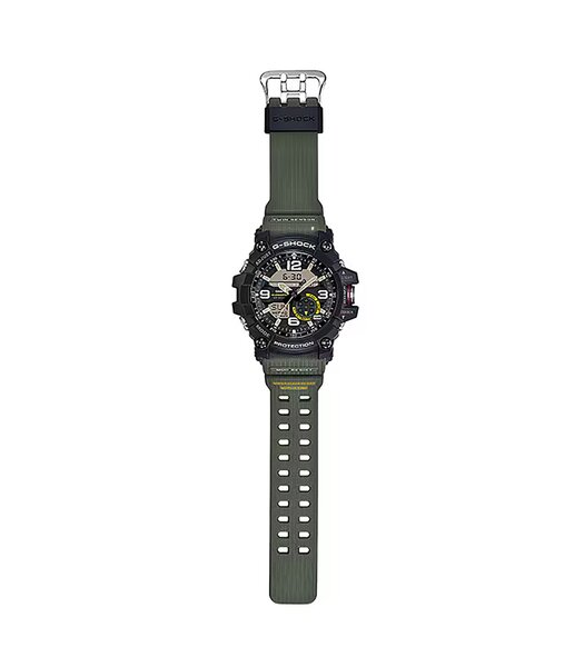 Horloge CASIO G-SHOCK Heren GG-1000-1A3ER Digitaal + analoog Behuizing Mineraal Zwart Bracelette Hars Groen Etanchéiteiten 20 ATM
