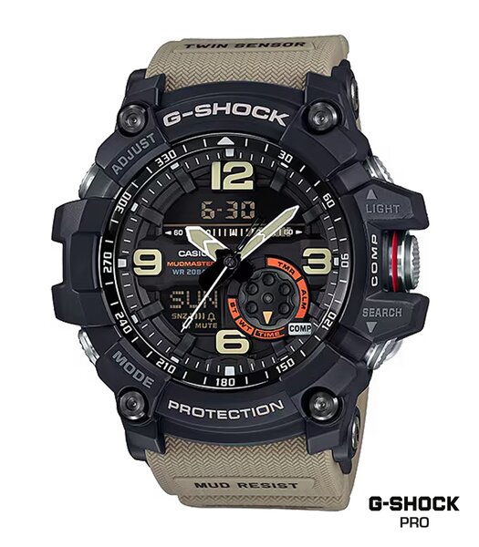 Montre CASIO G-SHOCK Homme GG-1000-1A5ER Digital + analogique Cadran Minéral Noir Bracelet Résine Beige Etanchéité 20 ATM