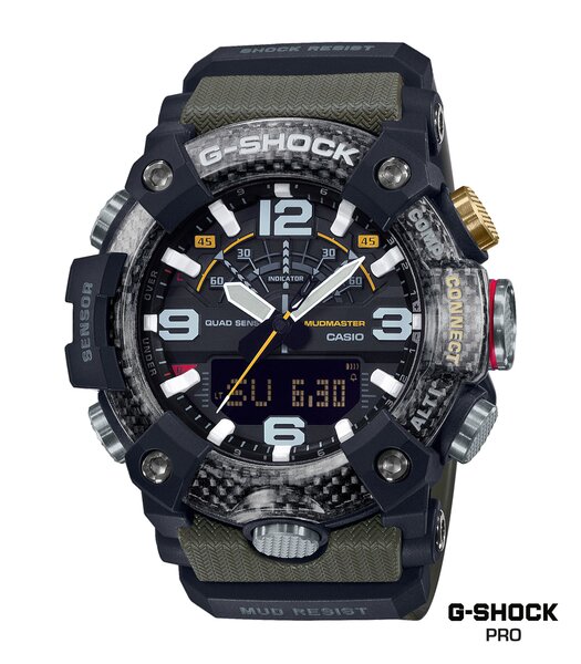 Horloge CASIO G-SHOCK Heren GG-B100-1A3ER Digitaal + analoog Behuizing Mineraal Zwart Bracelette Hars Zwart Boucle ardillon Etanchéiteiten 20 BAR