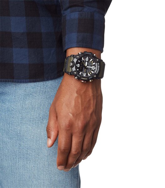 Horloge CASIO G-SHOCK Heren GG-B100-1A3ER Digitaal + analoog Behuizing Mineraal Zwart Bracelette Hars Zwart Boucle ardillon Etanchéiteiten 20 BAR