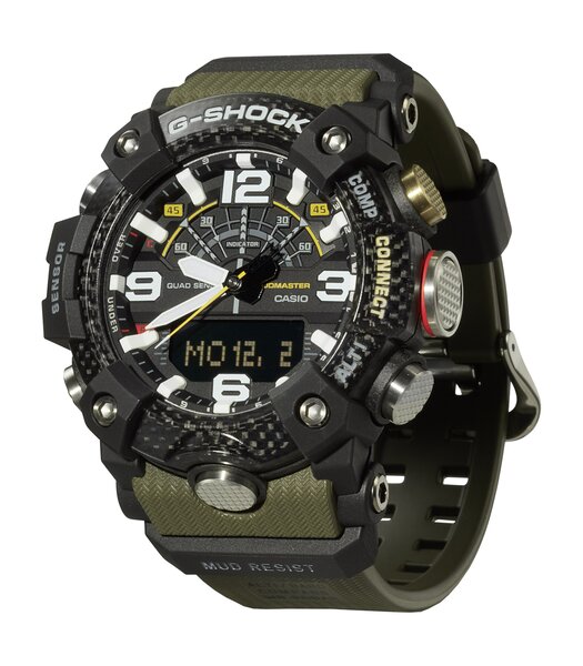 Horloge CASIO G-SHOCK Heren GG-B100-1A3ER Digitaal + analoog Behuizing Mineraal Zwart Bracelette Hars Zwart Boucle ardillon Etanchéiteiten 20 BAR