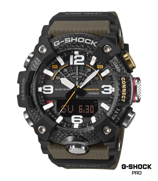 Horloge CASIO G-SHOCK Heren GG-B100X-1A3ER Analoog-digitaal Behuizing MINERAAL Zwart Bracelette Hars Groen Etanchéiteiten 20BAR
