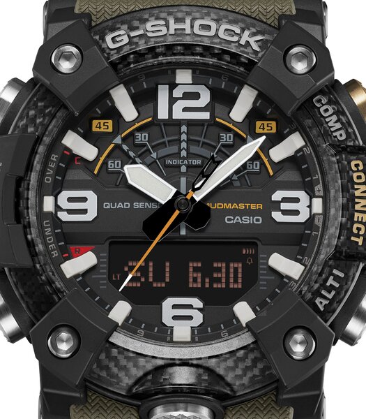 Horloge CASIO G-SHOCK Heren GG-B100X-1A3ER Analoog-digitaal Behuizing MINERAAL Zwart Bracelette Hars Groen Etanchéiteiten 20BAR