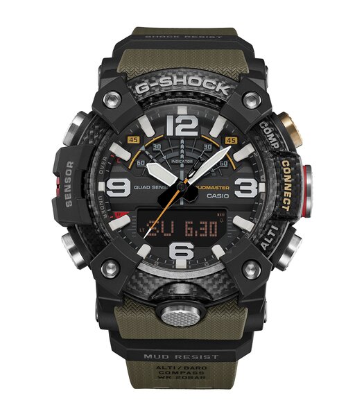Horloge CASIO G-SHOCK Heren GG-B100X-1A3ER Analoog-digitaal Behuizing MINERAAL Zwart Bracelette Hars Groen Etanchéiteiten 20BAR