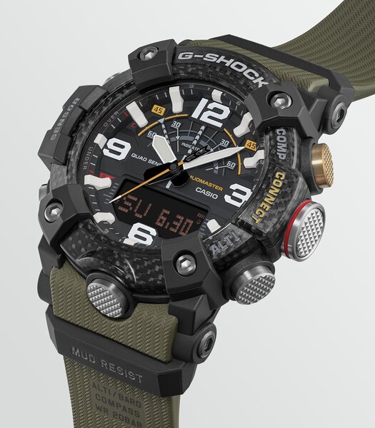 Horloge CASIO G-SHOCK Heren GG-B100X-1A3ER Analoog-digitaal Behuizing MINERAAL Zwart Bracelette Hars Groen Etanchéiteiten 20BAR