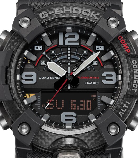 Horloge CASIO G-SHOCK Heren GG-B100X-1AER Analoog-digitaal Behuizing MINERAAL Zwart Bracelette Hars Zwart Etanchéiteiten 20BAR
