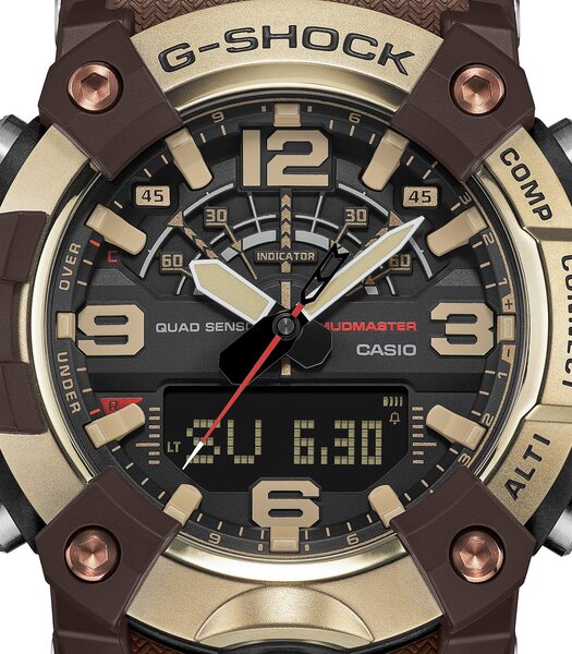 Montre CASIO G-SHOCK Homme GG-B100XMH-5AER Digital + analogique Cadran Acrylique Noir Bracelet Résine recyclé Brun Etanchéité 20 ATM
