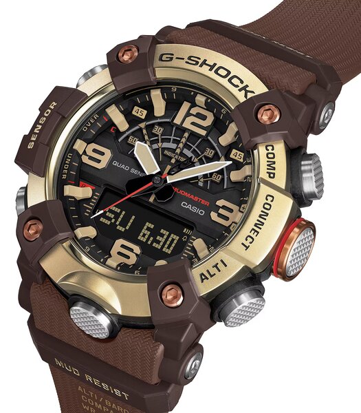 Montre CASIO G-SHOCK Homme GG-B100XMH-5AER Digital + analogique Cadran Acrylique Noir Bracelet Résine recyclé Brun Etanchéité 20 ATM