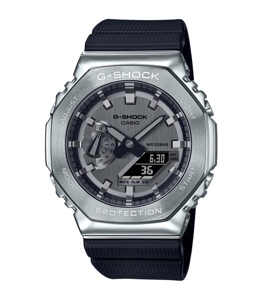 Horloge CASIO G-SHOCK Heren GM-2100-1AER Analoog-digitaal Behuizing MINERAAL Zwart Bracelette Hars Zwart Boucle ardillon Etanchéiteiten 20BAR
