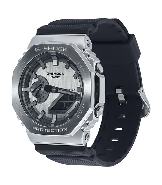 Horloge CASIO G-SHOCK Heren GM-2100-1AER Analoog-digitaal Behuizing MINERAAL Zwart Bracelette Hars Zwart Boucle ardillon Etanchéiteiten 20BAR