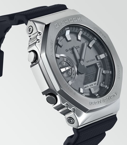 Horloge CASIO G-SHOCK Heren GM-2100-1AER Analoog-digitaal Behuizing MINERAAL Zwart Bracelette Hars Zwart Boucle ardillon Etanchéiteiten 20BAR