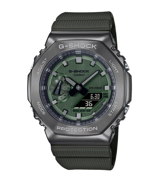 Horloge CASIO G-SHOCK Heren GM-2100B-3AER Analoog-digitaal Behuizing MINERAAL Groen Bracelette Hars Groen Boucle ardillon Etanchéiteiten 20BAR