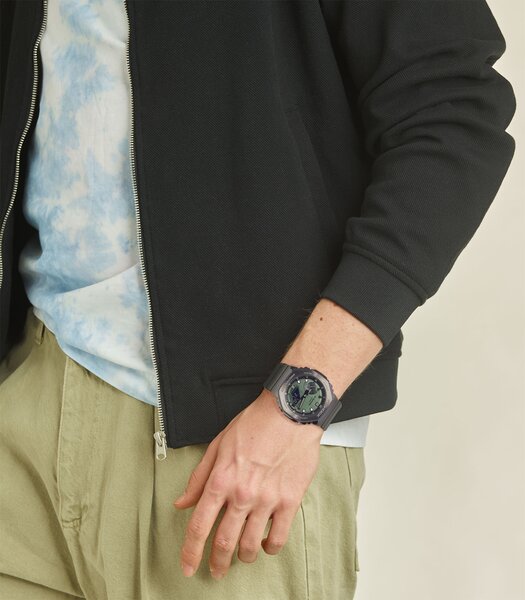Horloge CASIO G-SHOCK Heren GM-2100B-3AER Analoog-digitaal Behuizing MINERAAL Groen Bracelette Hars Groen Boucle ardillon Etanchéiteiten 20BAR