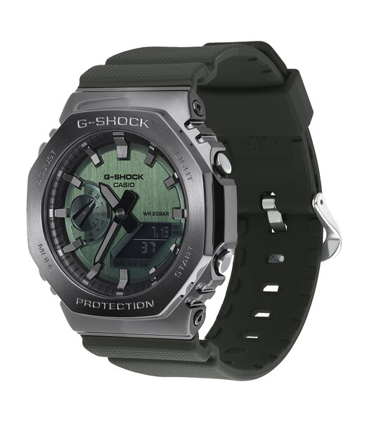 Horloge CASIO G-SHOCK Heren GM-2100B-3AER Analoog-digitaal Behuizing MINERAAL Groen Bracelette Hars Groen Boucle ardillon Etanchéiteiten 20BAR